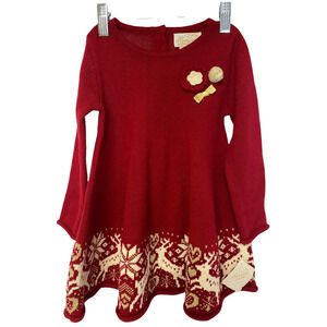 NWT Heirlooms Polly Flinders Snowflake & Reindeer Girls Dress